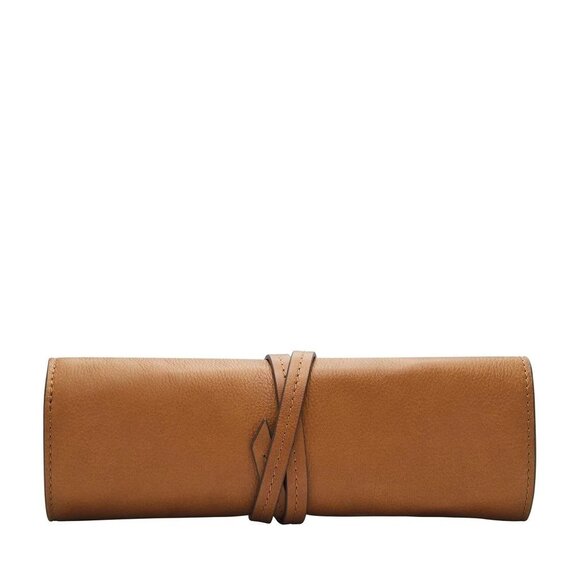 Fossil Mens Leather Tech Wrap Travel Organizer With Snap Closures Zipper Pocket - Picture 3 of 12